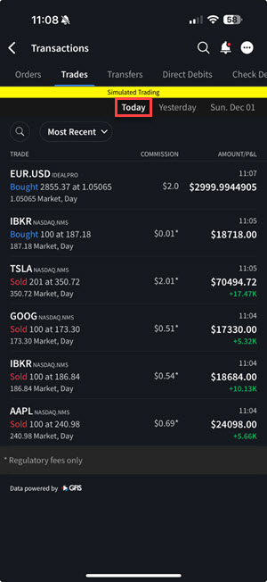 The view trades on the iPhone. 